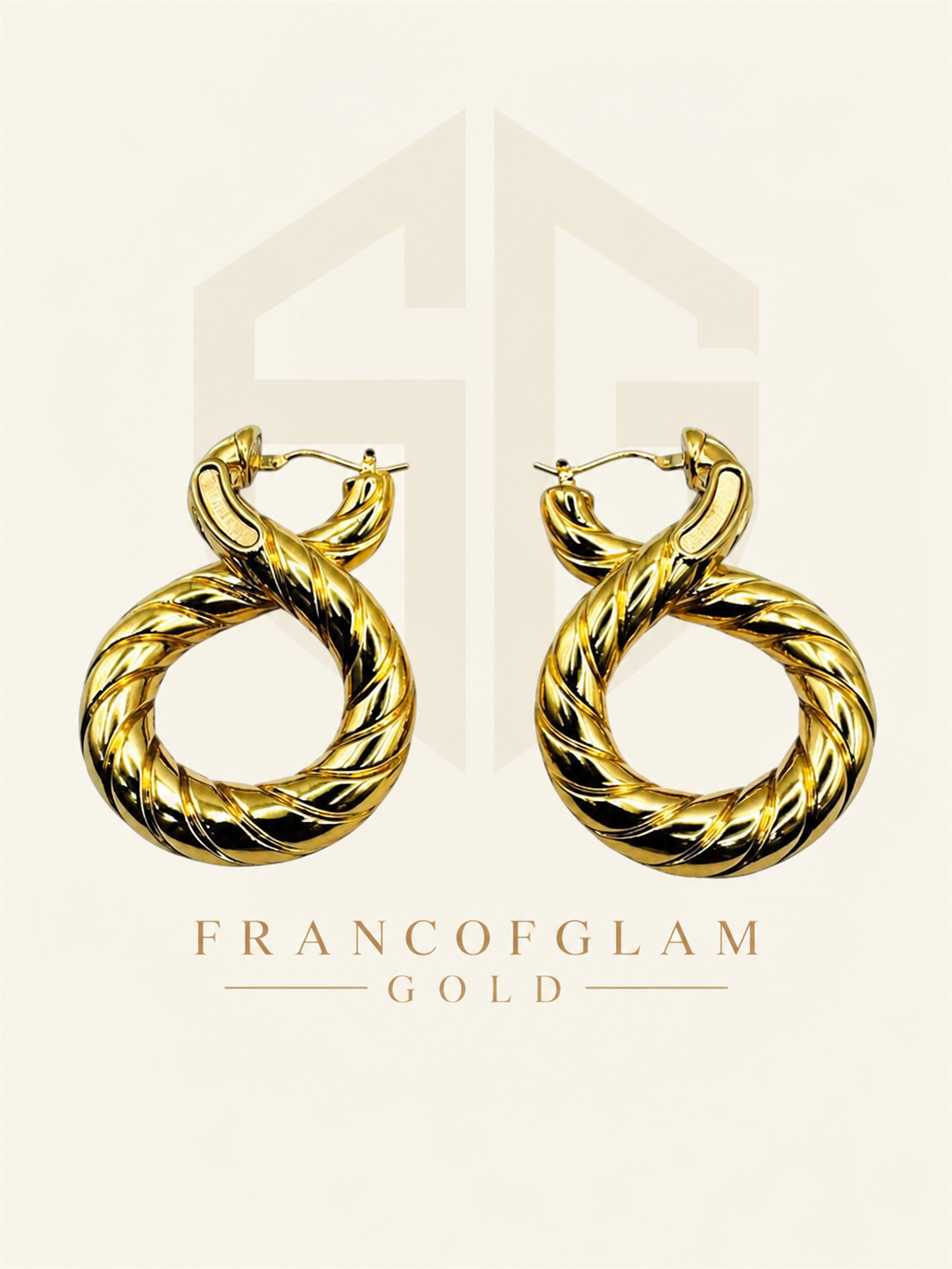 18K GOLD TWISTED HOOP EARRINGS | 5.20G